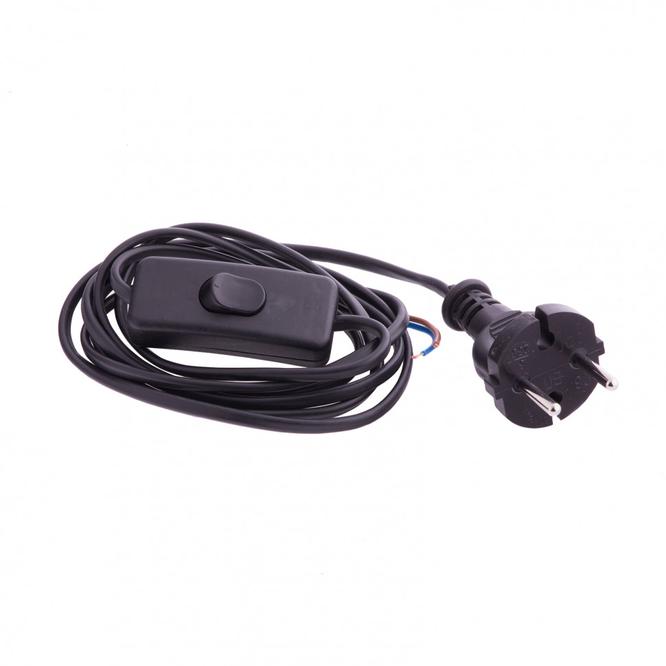 Шнур электрический соединительный, для бра с выключателем, 1.7 м, 120 Вт, черный, тип V-1 Сибртех 96017 фото
