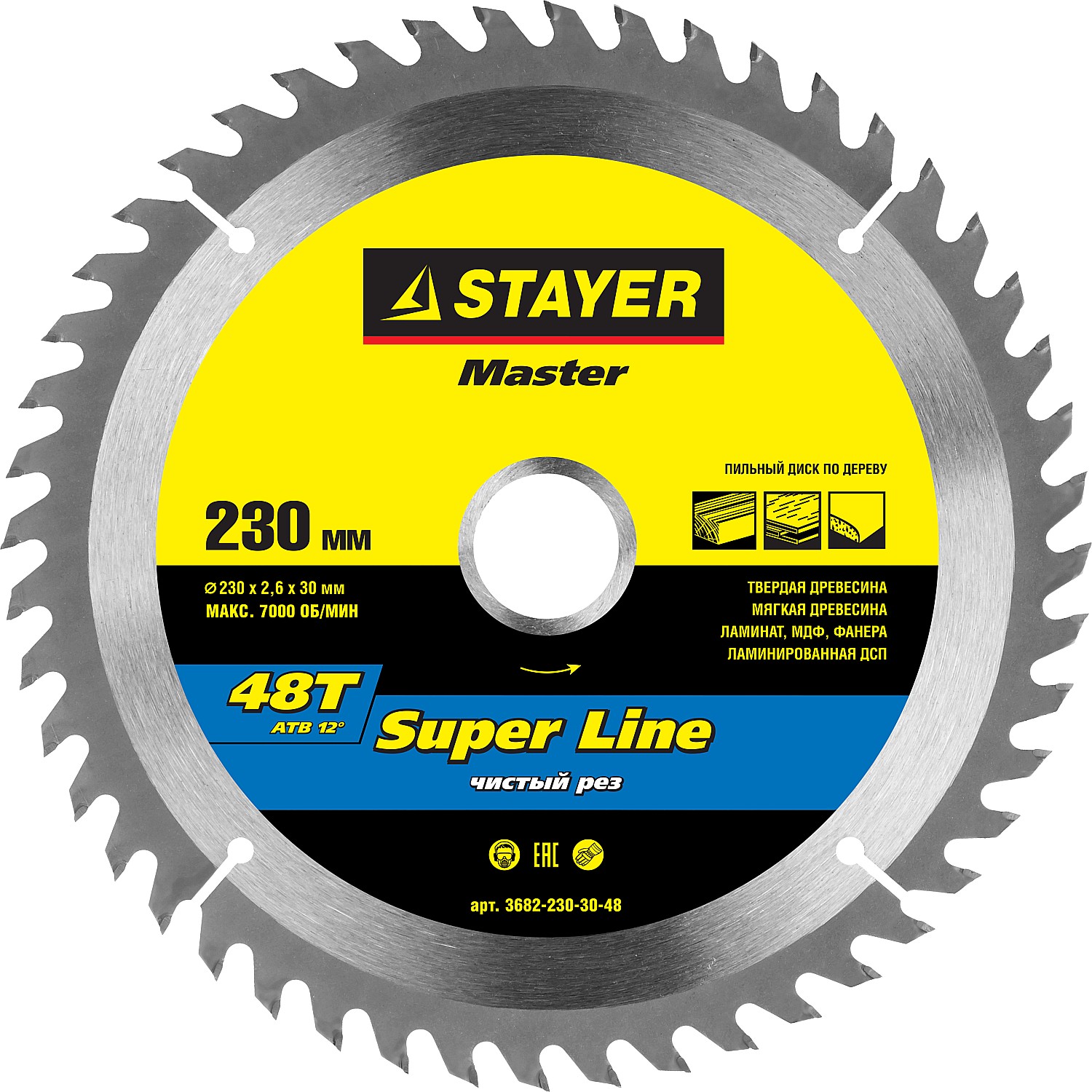 Диск пильный по дереву Stayer Master super-Line 3682-230-30-48 фото