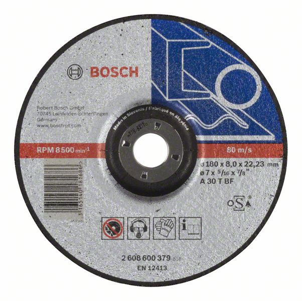 Обдирочный круг выпуклый Bosch Expert for Metal A 30 T BF, 180 мм, 8,0 мм фото