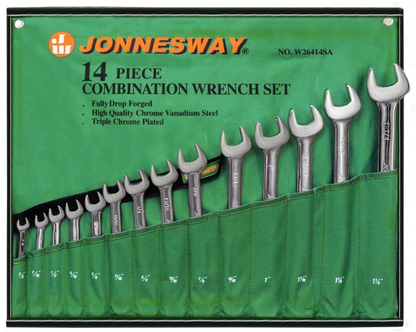 Набор комбинированных дюймовых ключей SEA 3/8"-1-1/4" 14 предметов Jonnesway W26414S фото