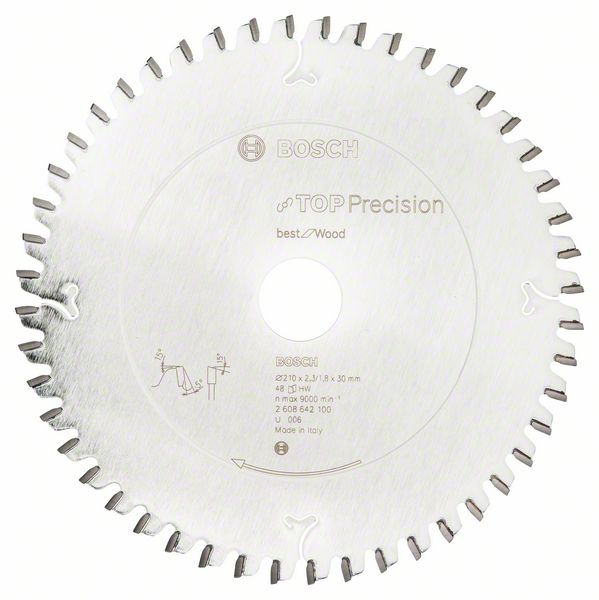 Пильный диск Bosch Top Precision Best for Wood 210 x 30 x 2,3 мм, 48 фото