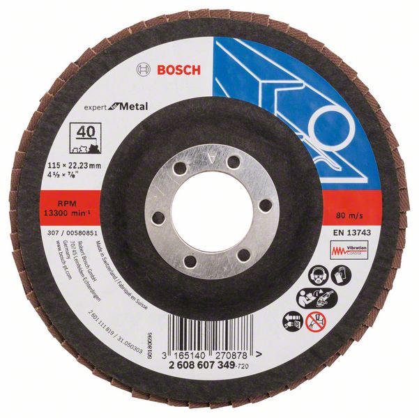 Лепестковый шлифкруг X551 Bosch Expert for Metal 115 мм, 22.23 мм, 40 фото
