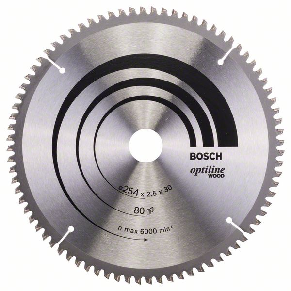 Пильный диск Bosch Optiline Wood 254 x 30 x 2,5 мм, 80 фото