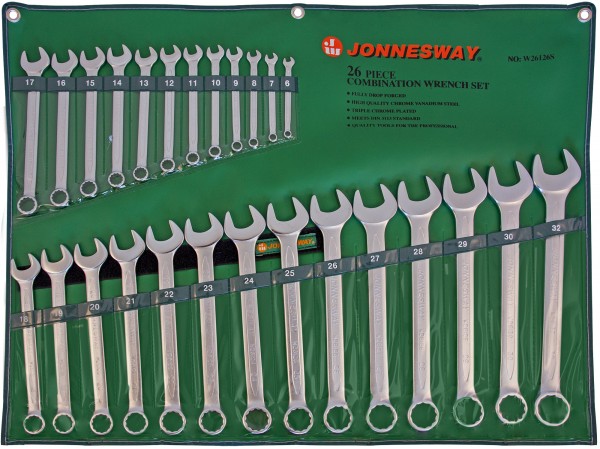 Набор комбинированных ключей 6-32 мм 26 предметов Jonnesway W26126S фото