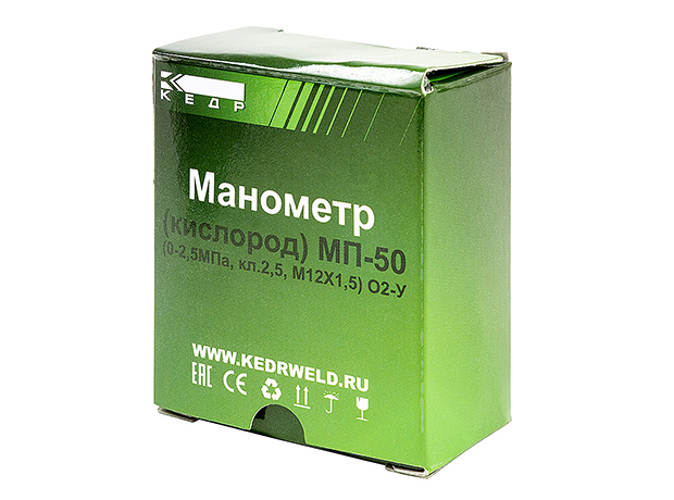 Манометр Кедр МП-50 Кислород, (0-2,5 МПа, кл.2,5, М12Х1,5) О2-У фото