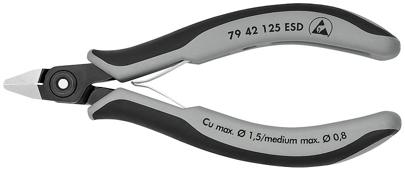 Прецизионные кусачки для электроники антистатические ESD 125 мм Knipex KN-7942125ESD фото
