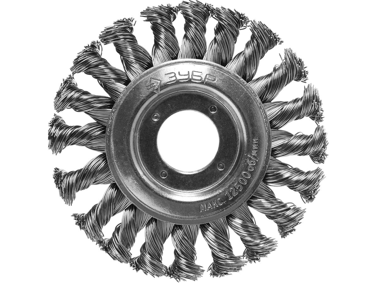 Щетка дисковая для УШМ плетеные пучки стальной проволоки 115 мм Зубр ПРОФИ 35190-115_z01 фото