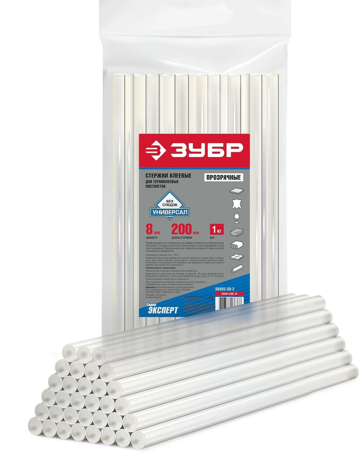Стержни для клеевого пистолета сверхпрочные 7х200 мм 115 шт Зубр 06855-08-2 фото