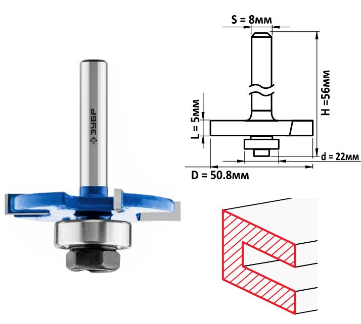 Фреза горизонтально-пазовая 50.8x5 мм Зубр ПРОФИ 28757-50.8-5 фото