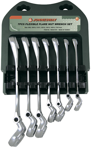 Набор комбинированных разрезных ключей с гибкой головкой 8-17 мм 7 предметов Jonnesway W24A107S фото