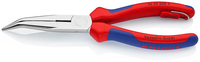 Длинногубцы изогнутые со страховочным креплением 200 мм Knipex KN-2625200T фото