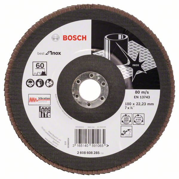 Лепестковый шлифкруг X581 Bosch Best for Inox 180 мм, 22.23, 60 фото