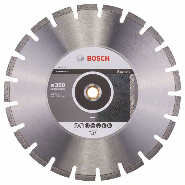 Алмазный отрезной круг Bosch Standard for Asphalt 350 x 20/25,40 x 3,2 x 10 mm фото