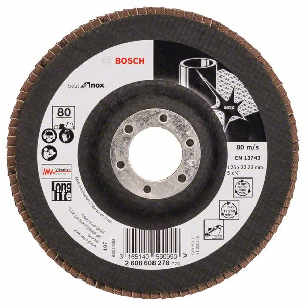 Лепестковый шлифкруг X581 Bosch Best for Inox 125 мм, 22.23, 80 фото