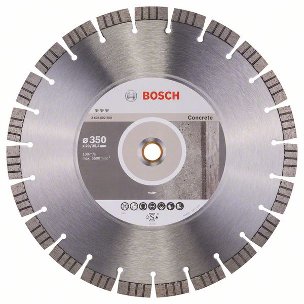 Алмазный отрезной круг Bosch Best for Concrete 350 x 20,00+25,40 x 3,2 x 15 mm фото