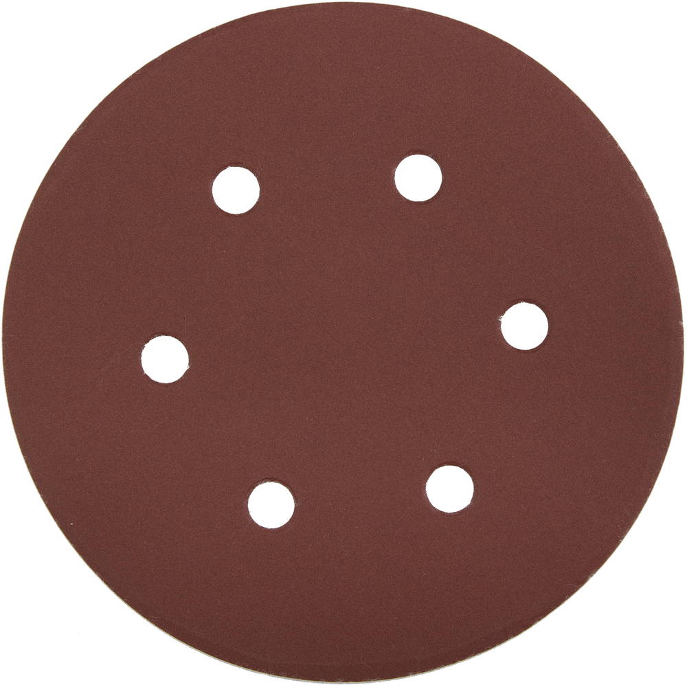 Круг шлифовальный на липучке 150 мм P240 6 отверстий 5 шт Зубр СТАНДАРТ 35350-150-240 фото
