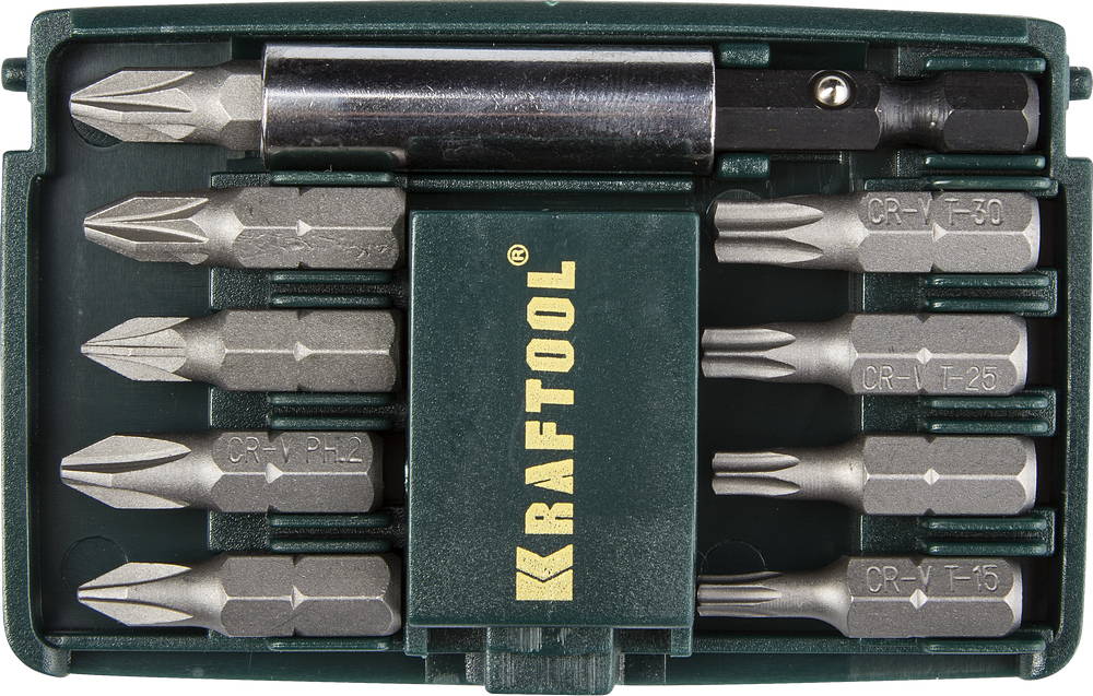 Набор бит с магнитным адаптером 10 предметов Kraftool EXPERT MINI - 2 26130-H10 фото