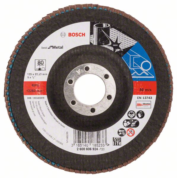 Лепестковый шлифкруг X571 Bosch Best for Metal 125 мм, 22.23 мм, 80 фото