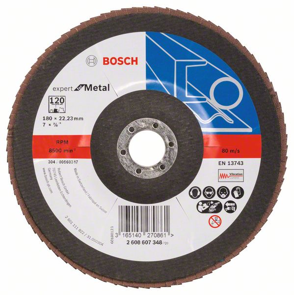 Лепестковый шлифкруг X551 Bosch Expert for Metal 180 мм, 22.23 мм, 120 фото